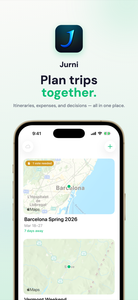 Jurni trip list showing upcoming trips